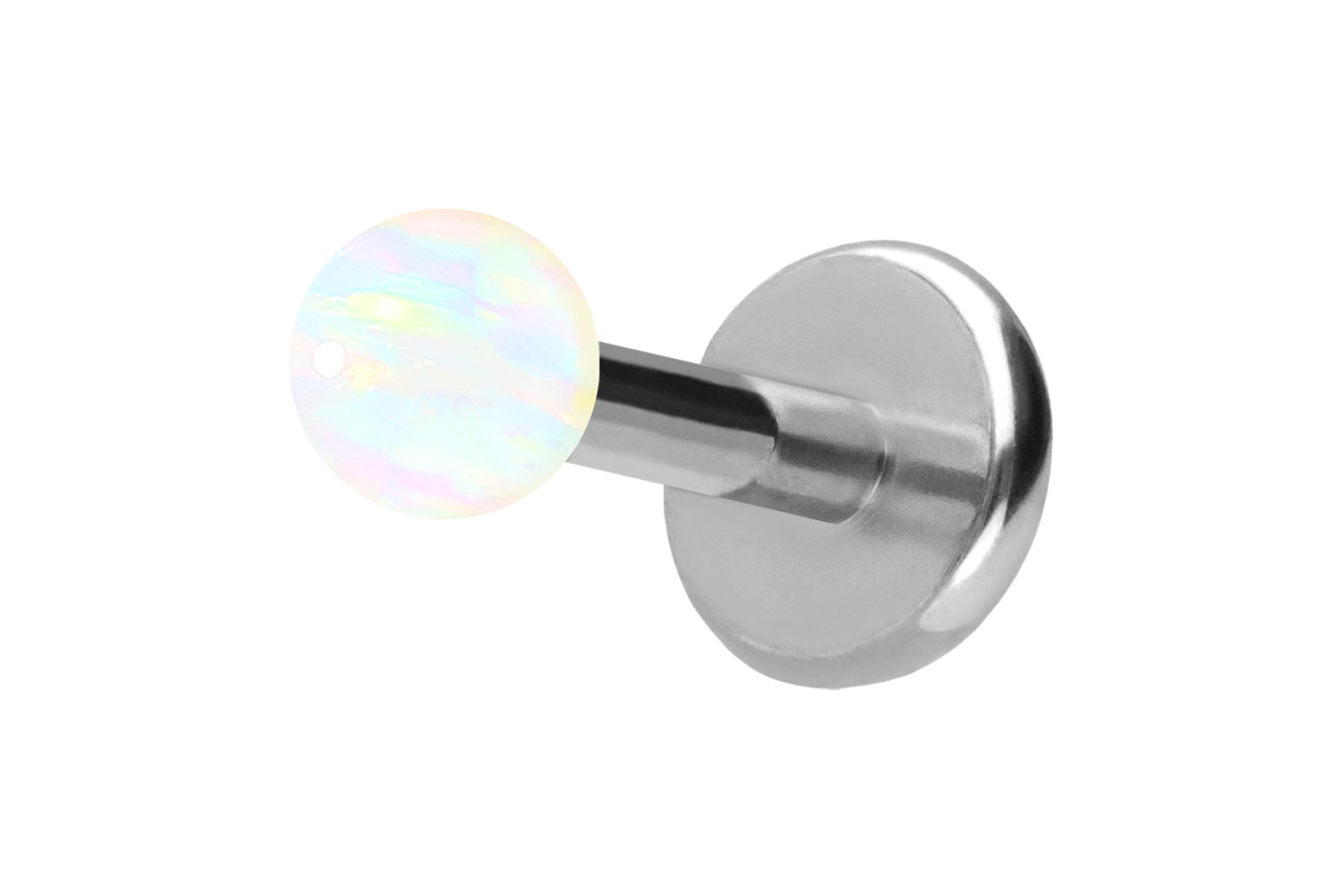 Titan Labret Piercing mit Push Fit SYNTHETISCHER OPAL